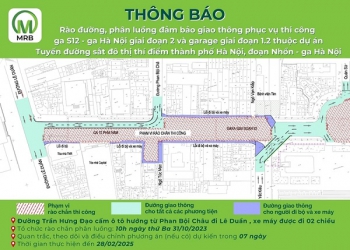 Phân luồng giao thông phục vụ thi công ga S12 - ga Hà Nội