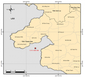Động đất 4,8 độ tại Lào, cách biên giới Việt Nam 5 km